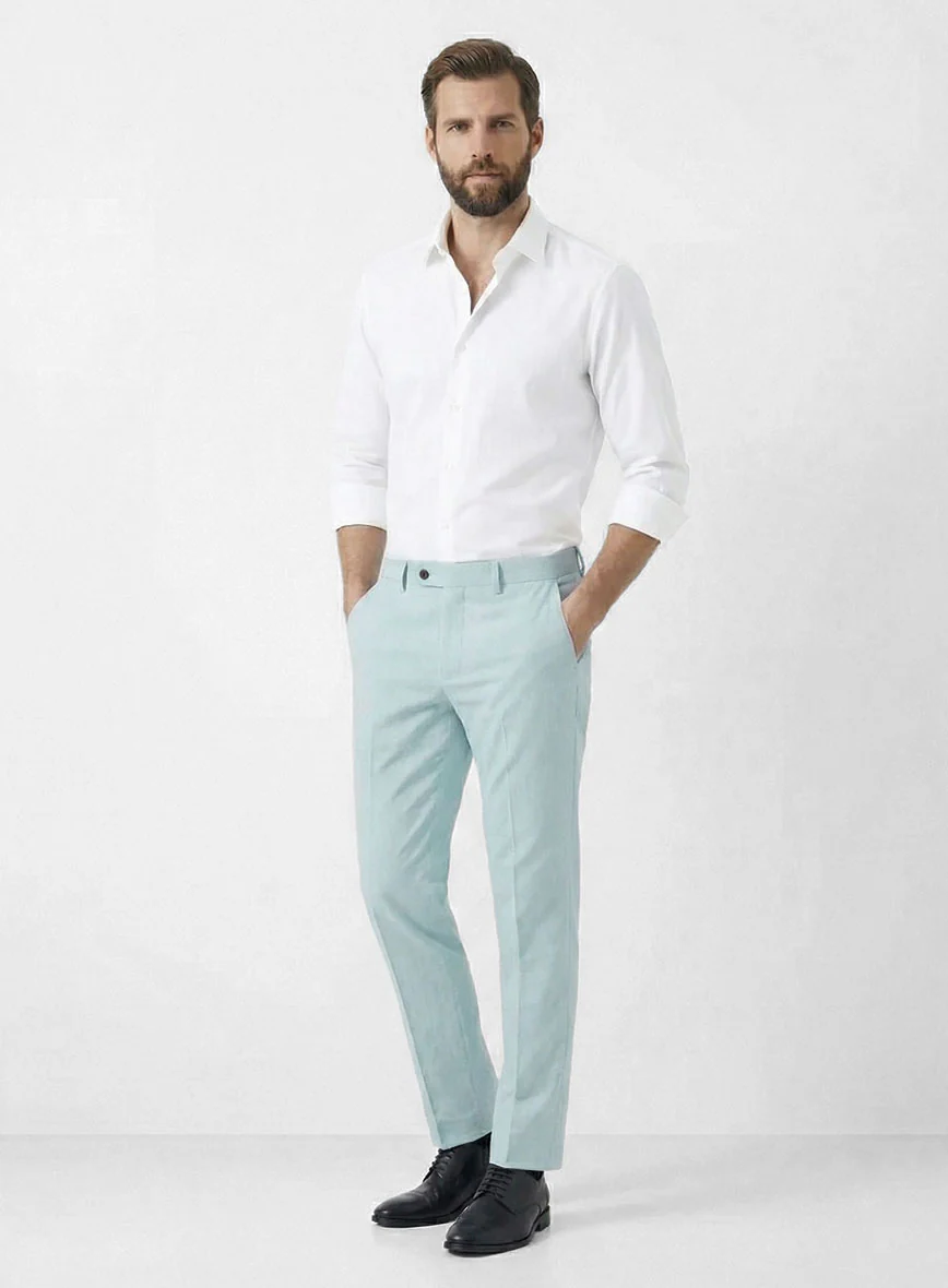 Stretch Summer Sky Blue Chino Suit - Image 7