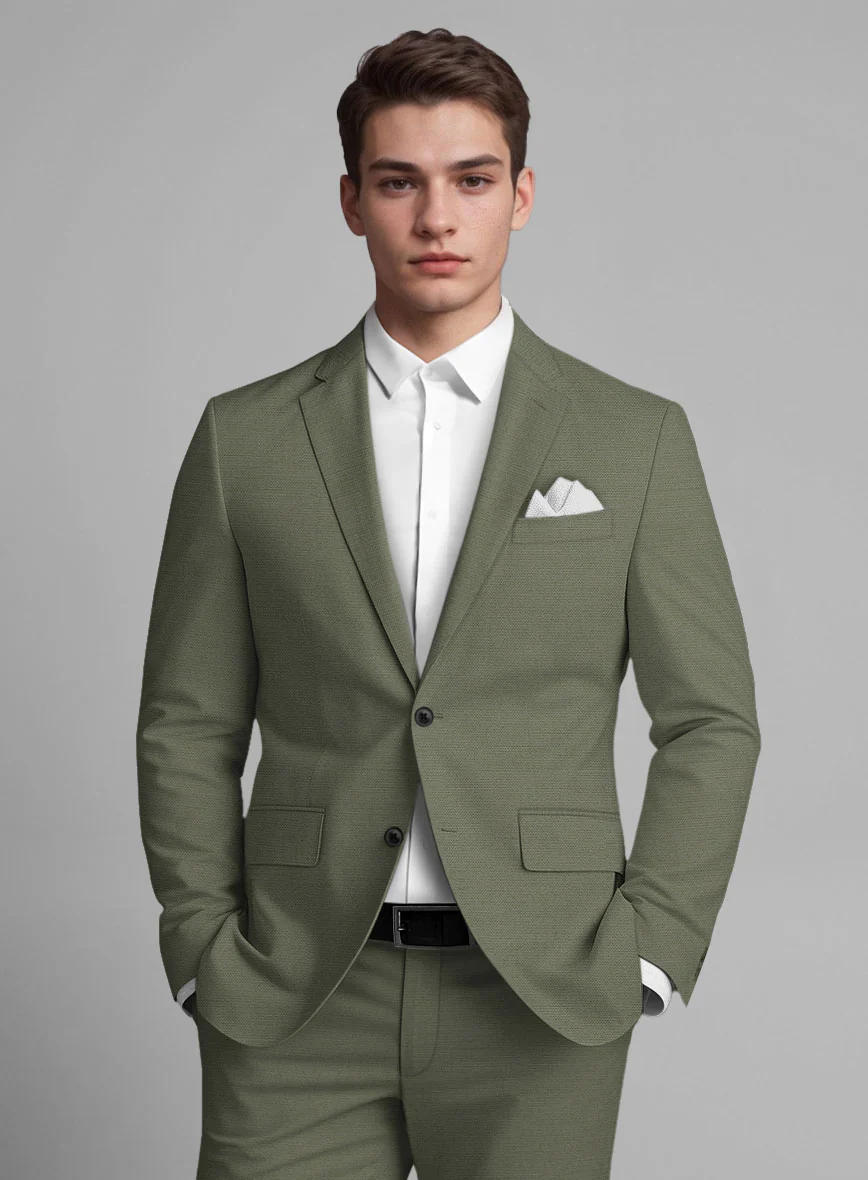 Stretch Summer Olive Green Chino Jacket - Image 3