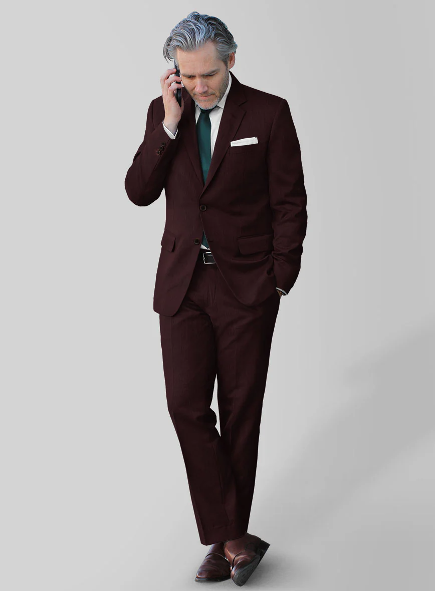 Stretch Wine Wool Suit