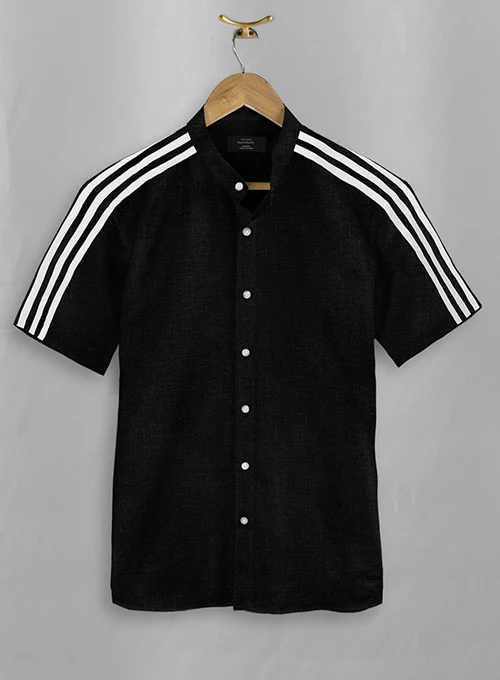 Stripy Black and White Linen Shirt