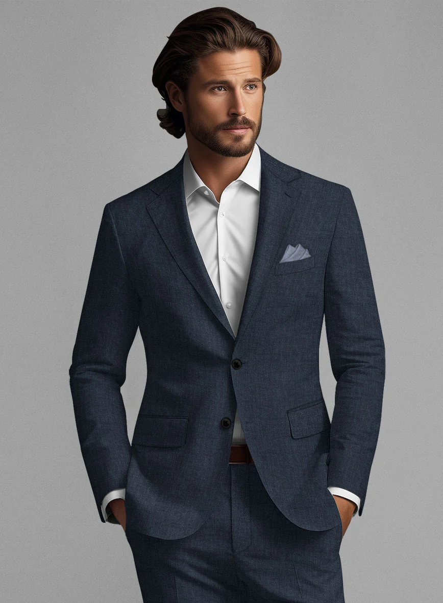 Stylbiella Spring Dark Blue Linen Suit - Image 2