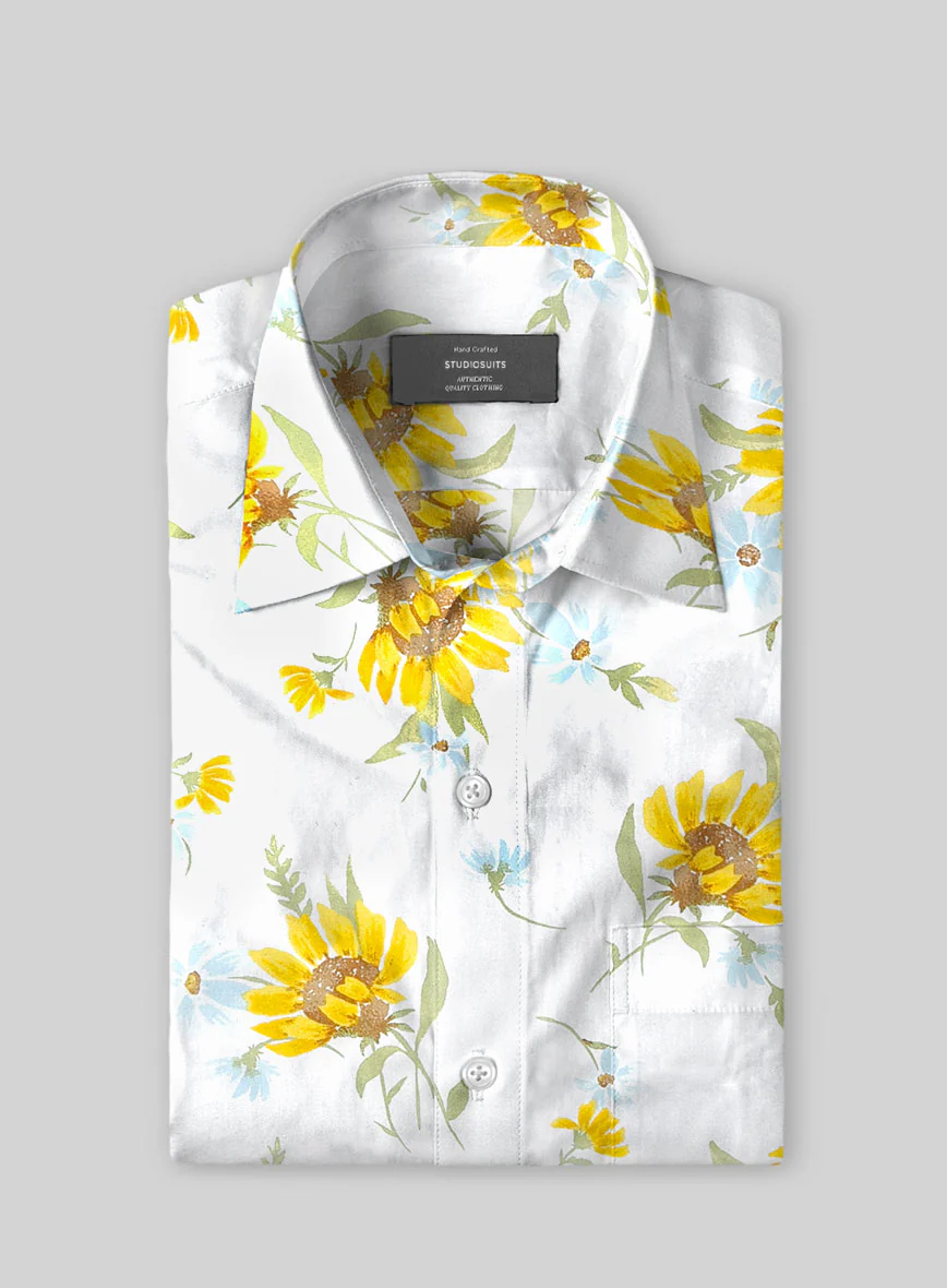 Sunlit Bloom Cotton Lycra Shirt