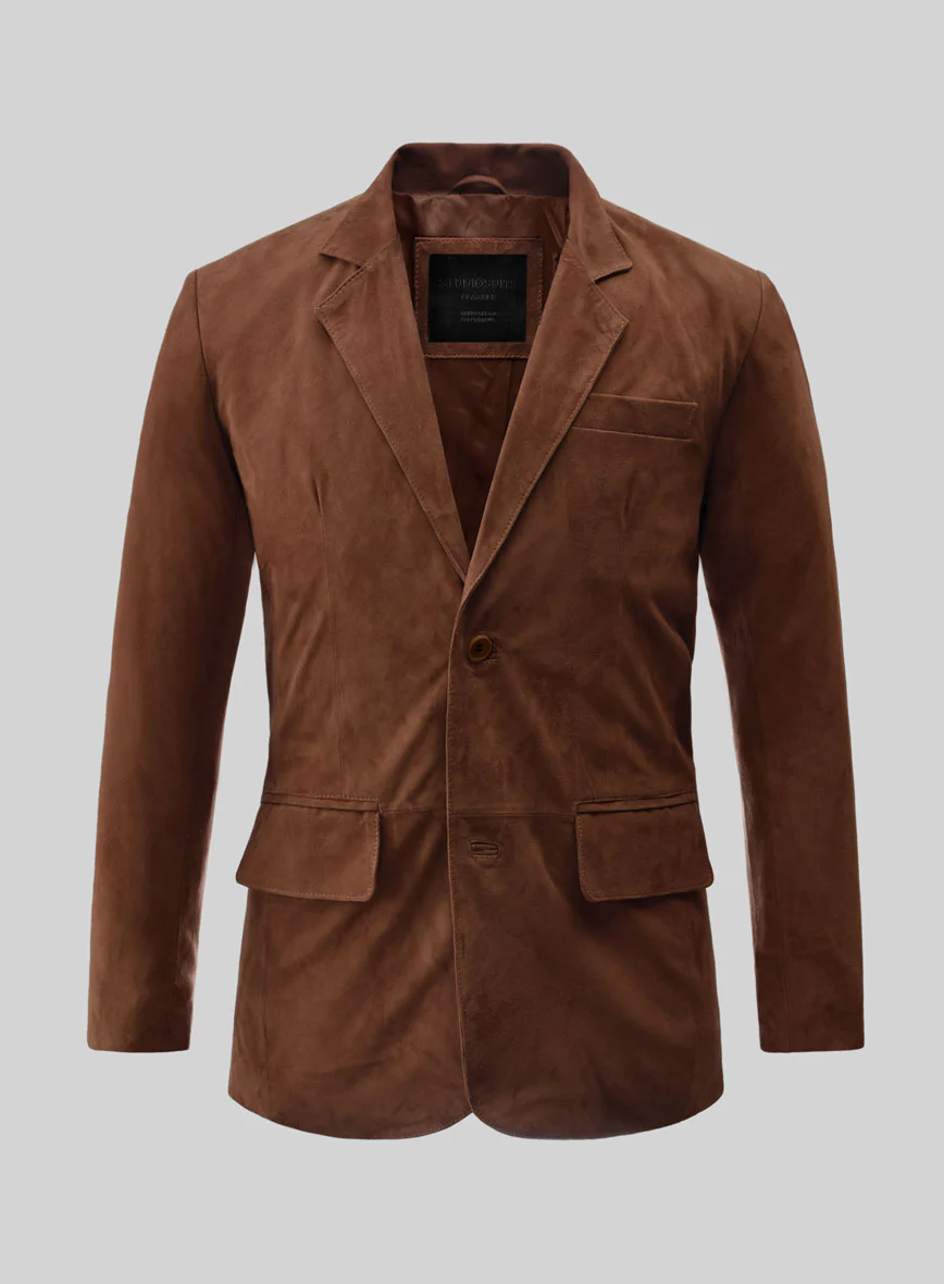 Tan Brown Suede Leather Blazer