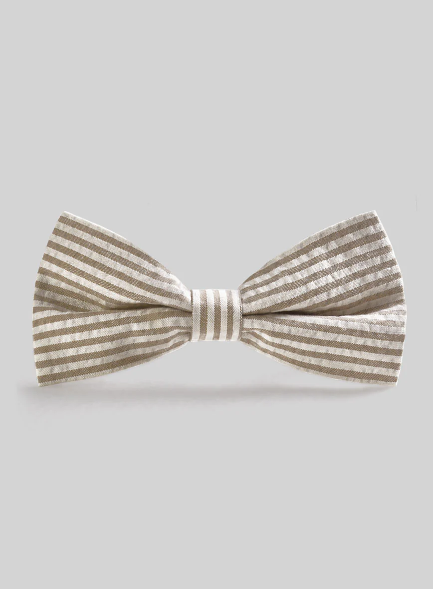 Tan Seersucker Bow