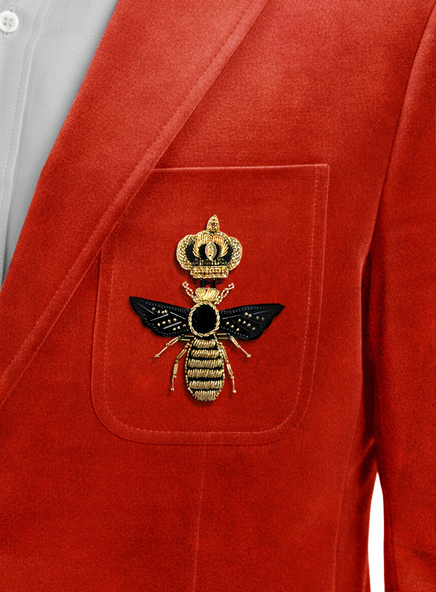 The Golden Bee Kingsman Orange Velvet Jacket - Image 3