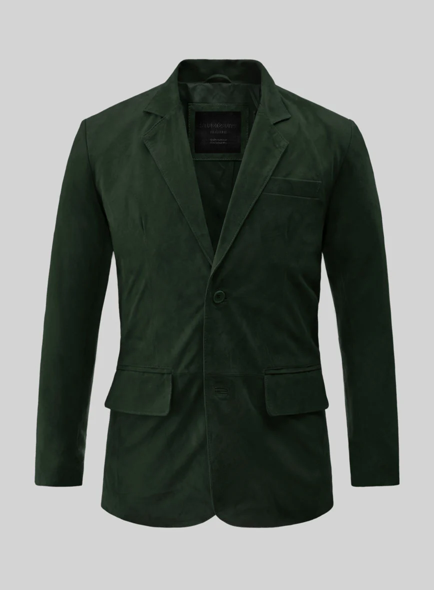 Timber Green Suede Leather Blazer