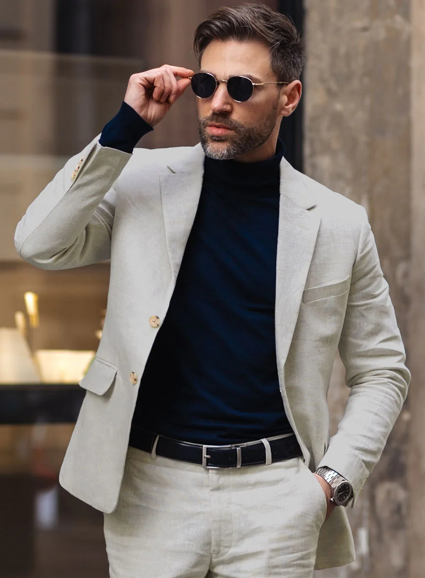 Tropical Beige Linen Jacket
