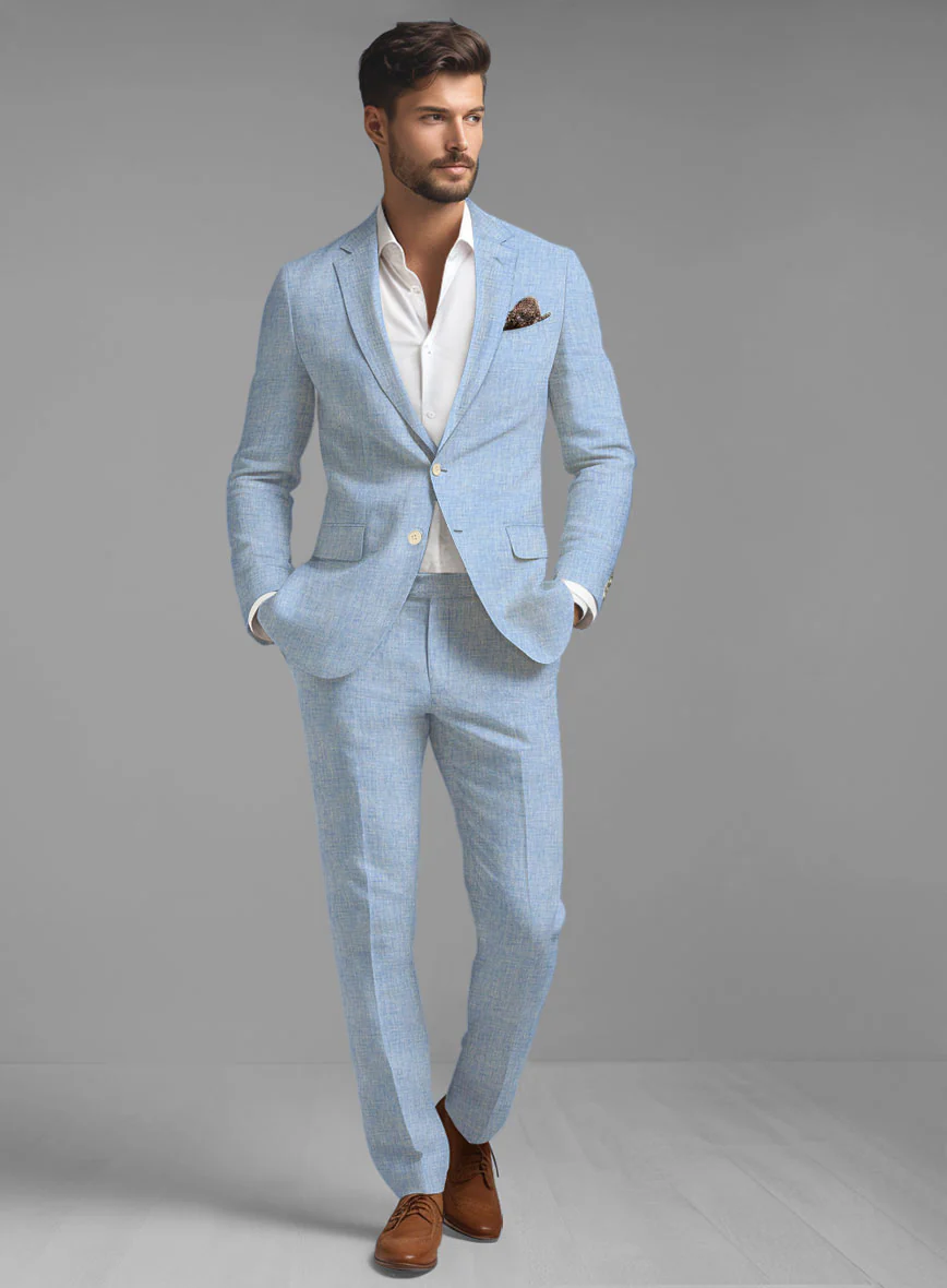 Tropical Blue Linen Suit