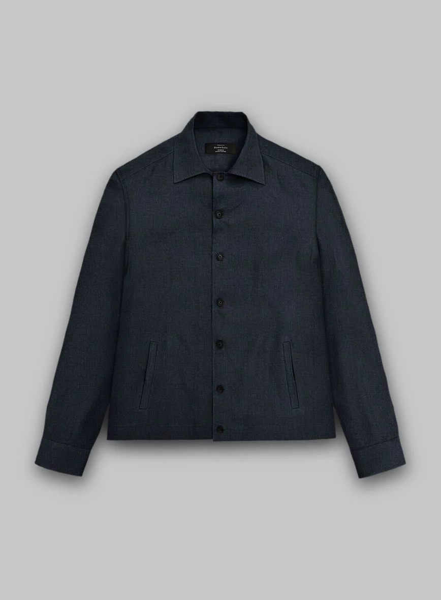 Trucker Dark Blue Linen Shirt