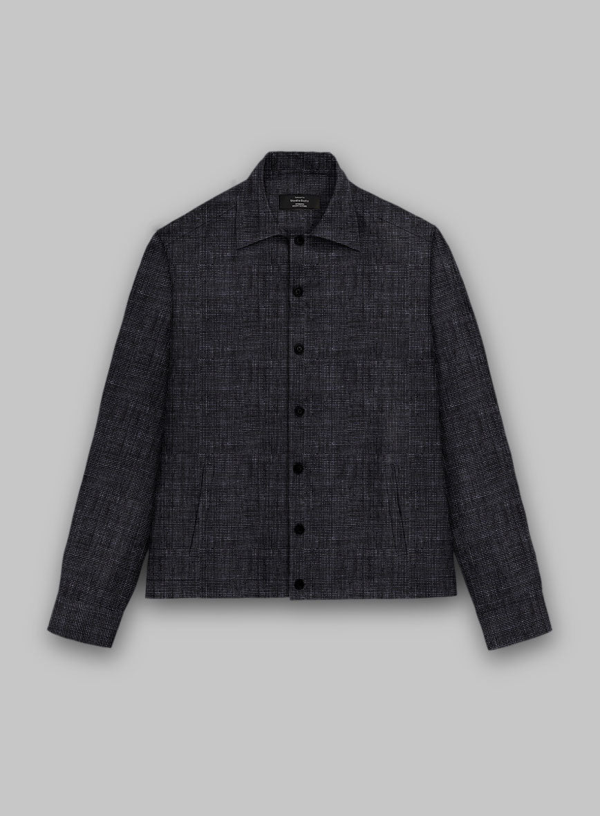 Trucker Italian Blu Linen Shirt