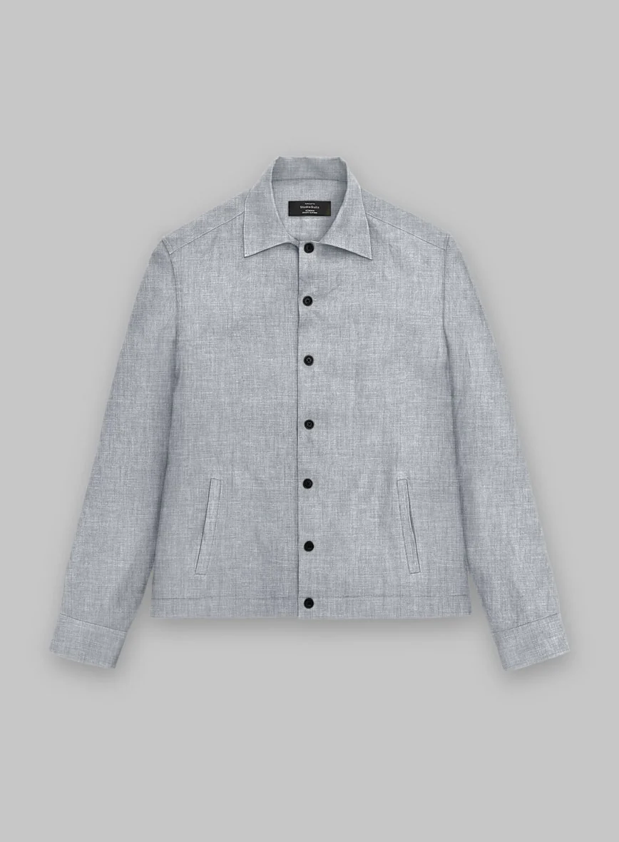Trucker Italian Zod Light Gray Linen Shirt