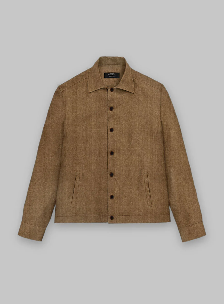 Trucker Sepia Brown Linen Shirt