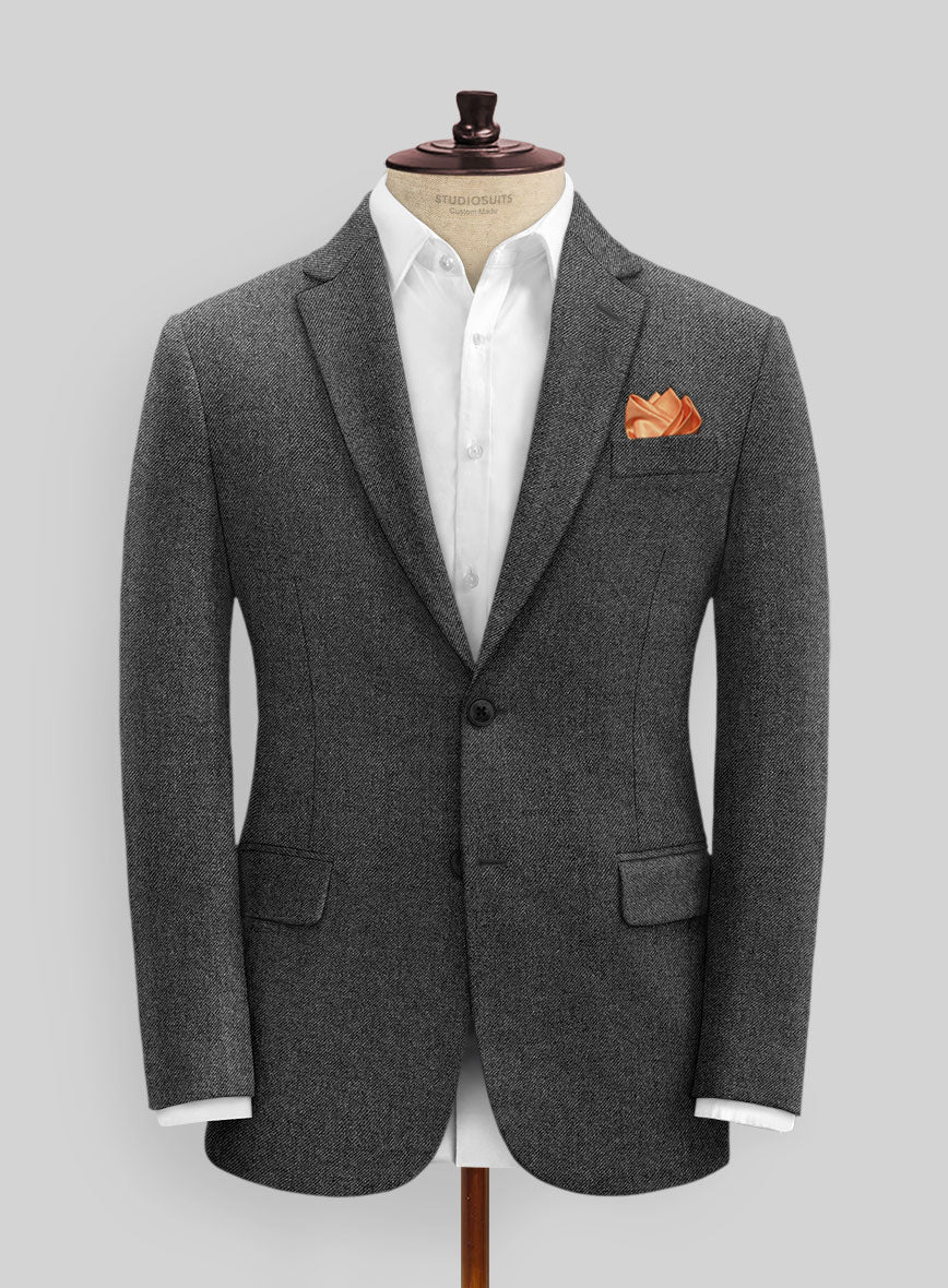 Vintage Dark Gray Weave Tweed Jacket