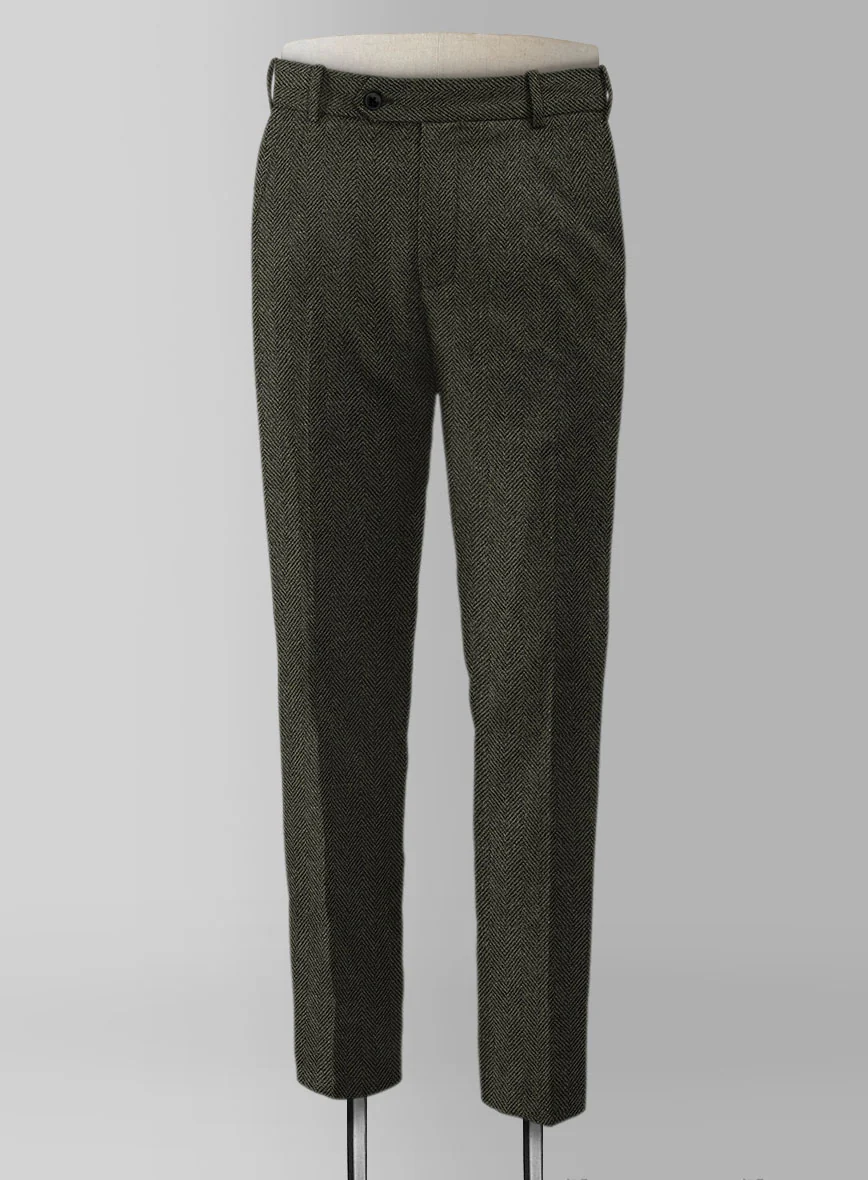 Vintage Flat Green Herringbone Tweed Suit - Image 8