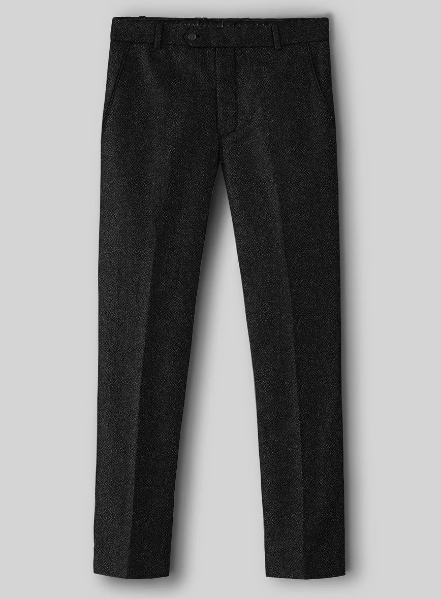 Vintage Plain Black Tweed Suit - Image 5