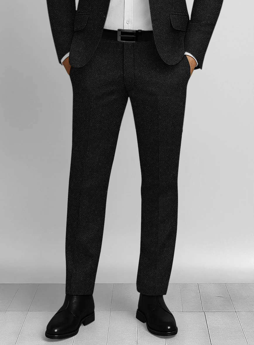 Vintage Plain Black Tweed Suit - Image 6