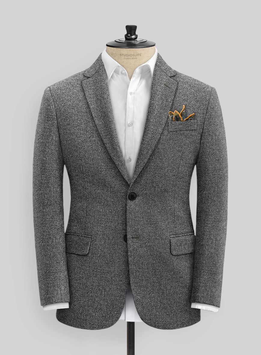 Vintage Plain Dark Gray Tweed Jacket - Image 3