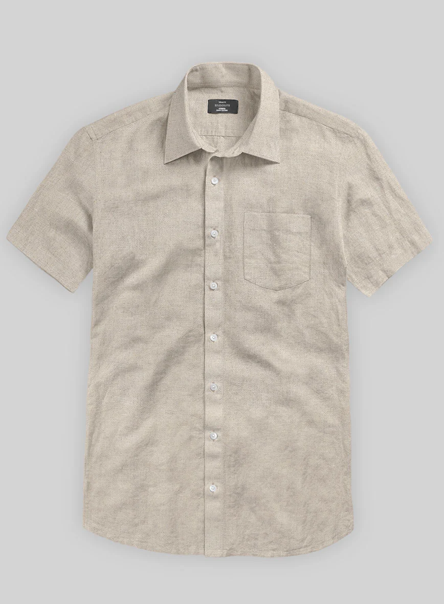 Washed Dark Beige Linen Shirt