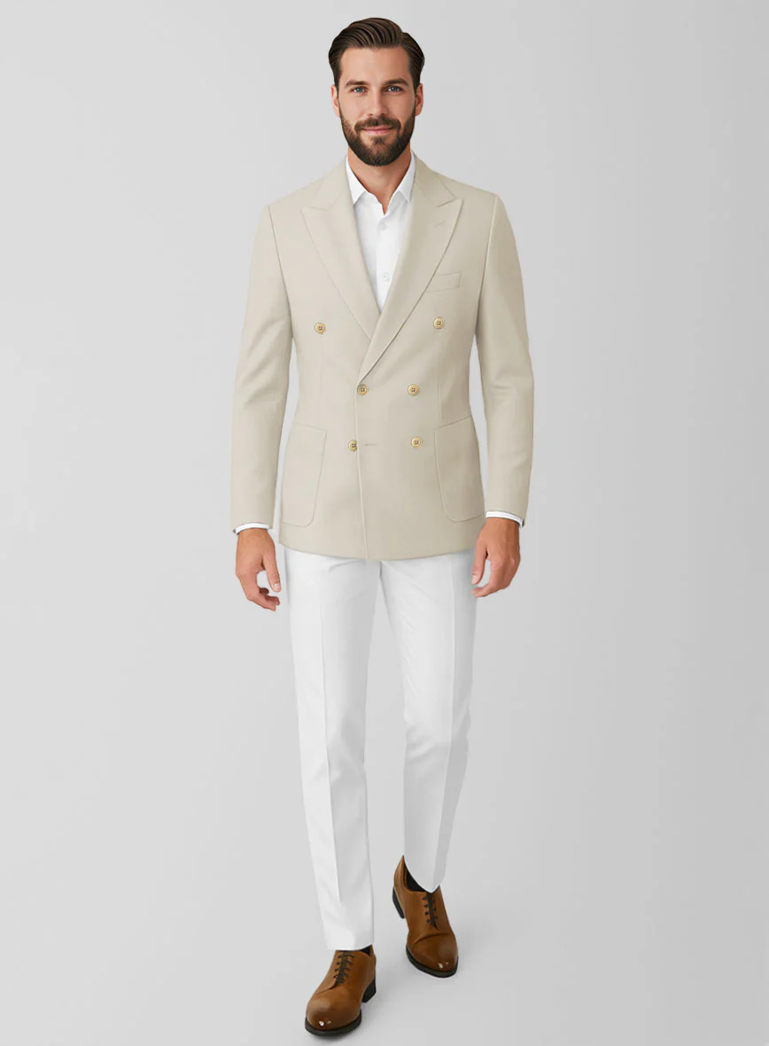 White Army Khaki Cotton Double Breasted Suit