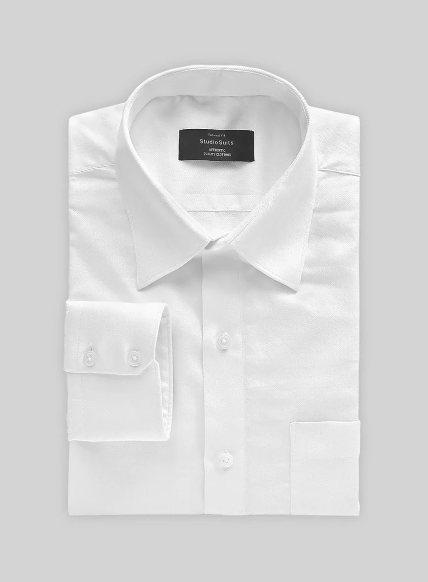 White Herringbone Cotton Shirt