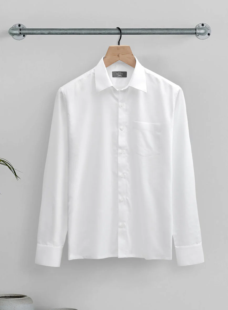 White Herringbone Cotton Shirt - Image 4