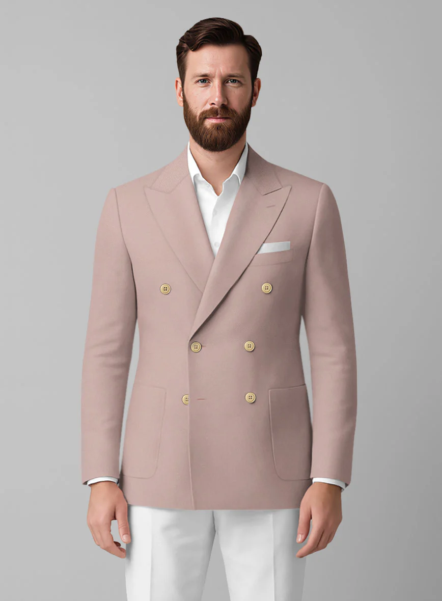 White Light Mauve Cotton Double Breasted Suit - Image 3
