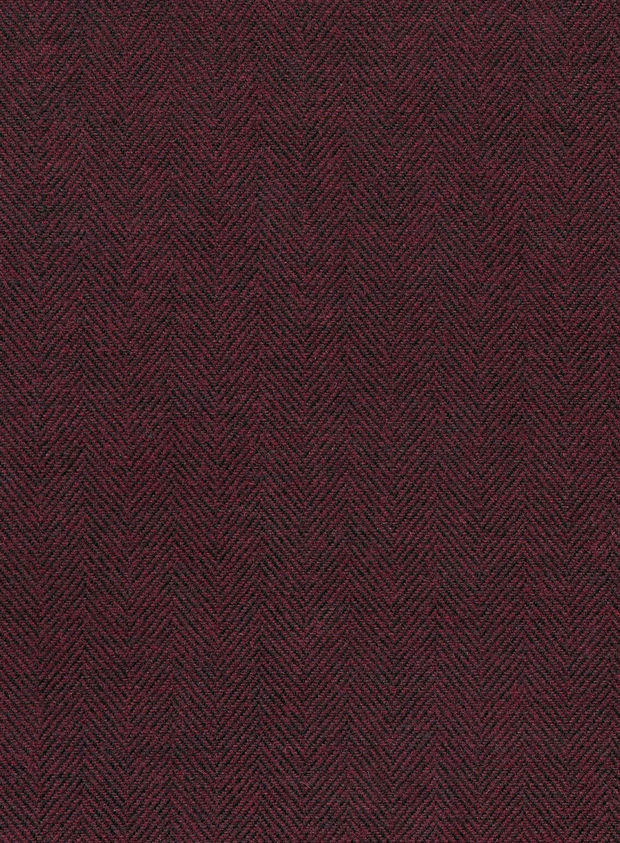 Wine Herringbone Tweed Jacket - Image 4