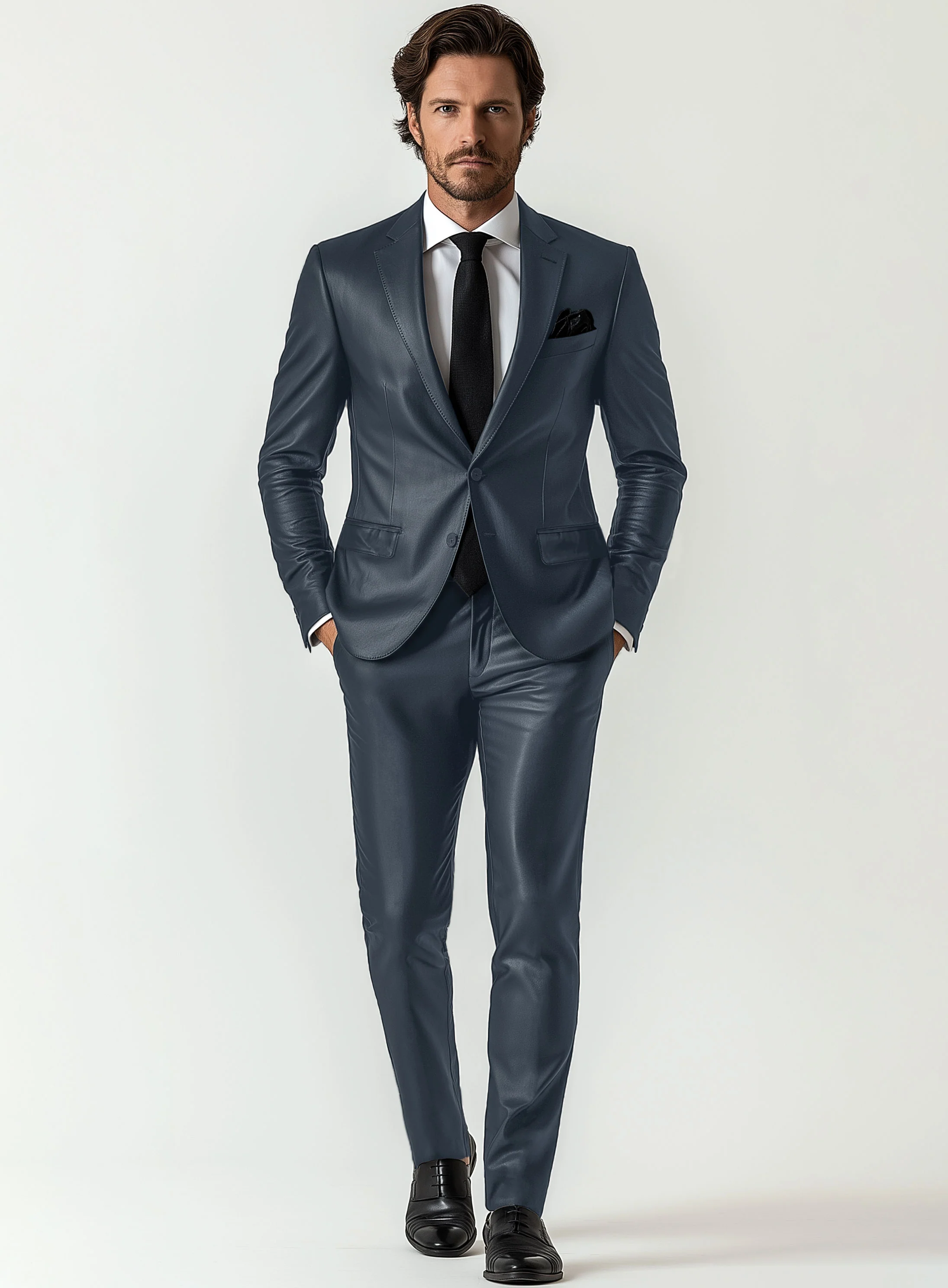 Winsor Blue Leather Suit - Image 2