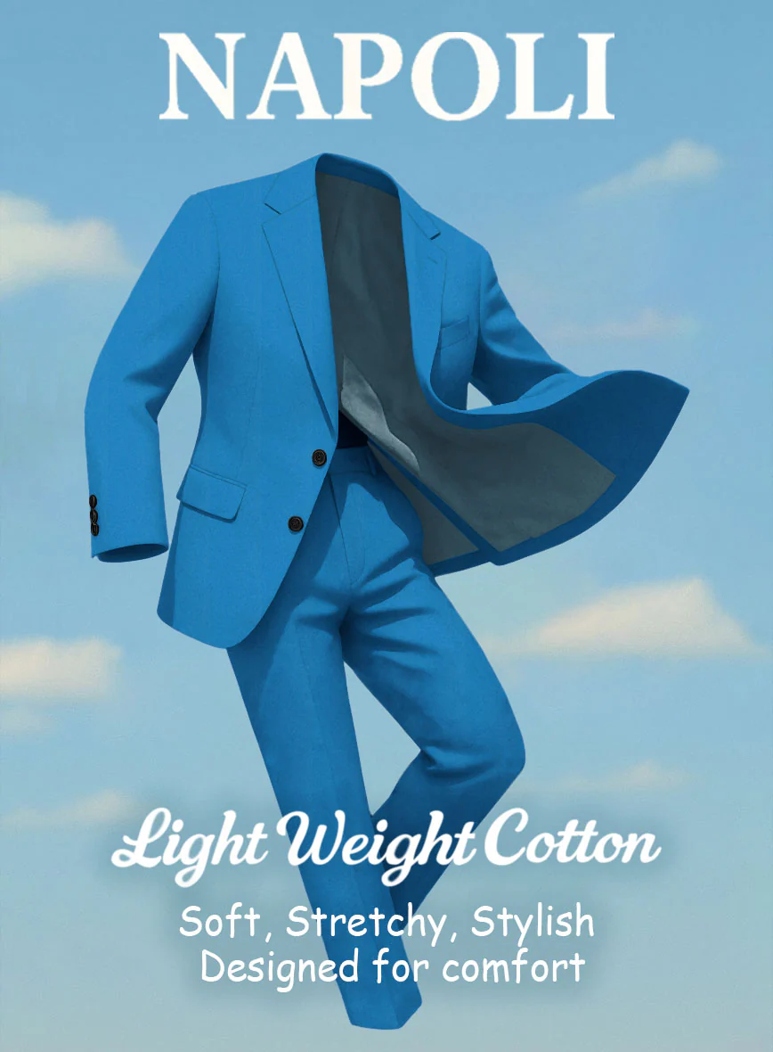 Azure Napoli Stretch Light Weight Cotton Suit - Image 7