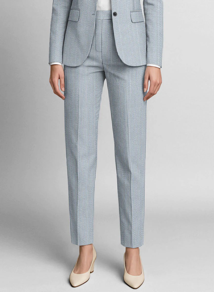 Women's Blue Seersucker Pants