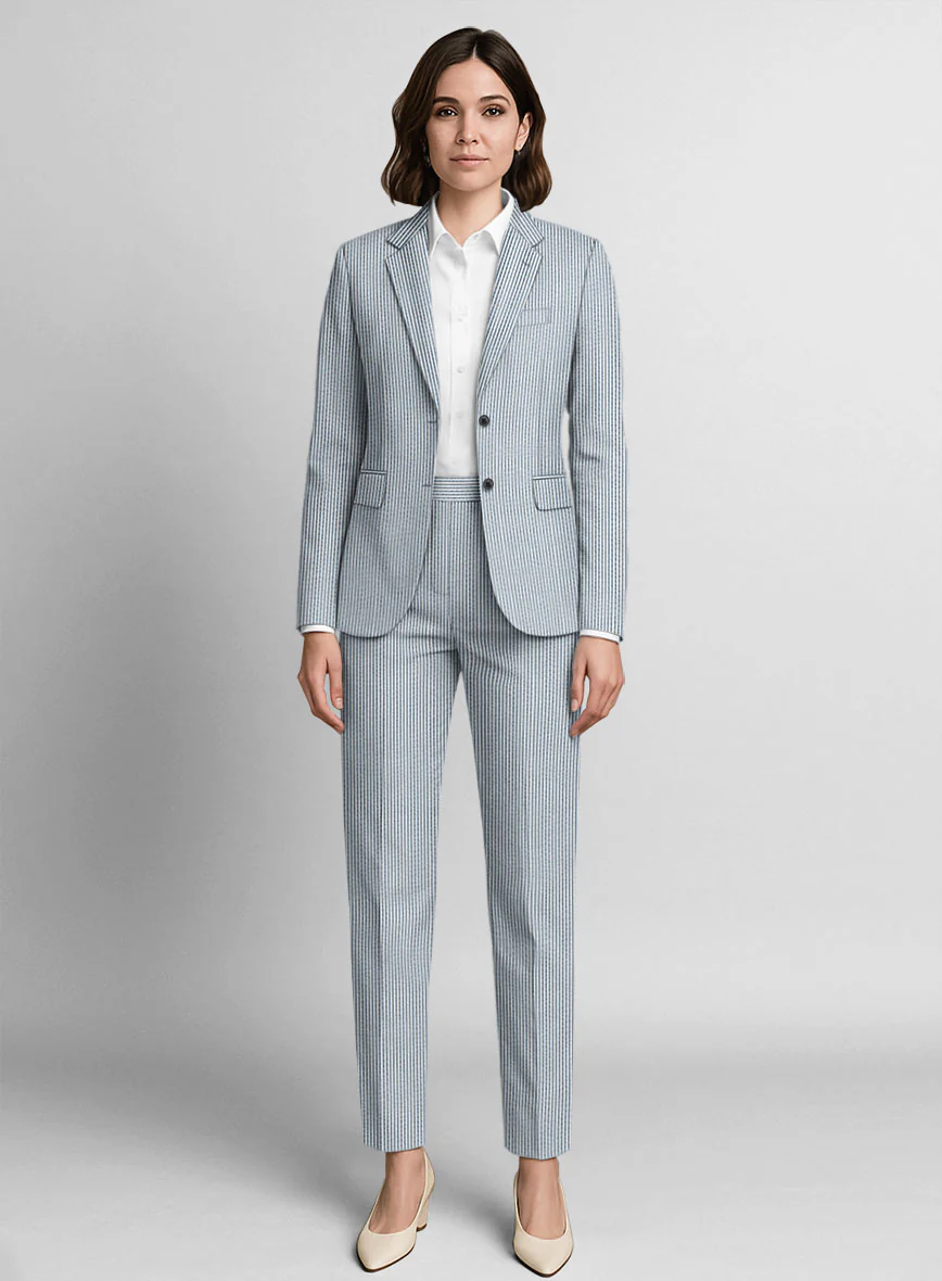 Women's Blue Seersucker Suit