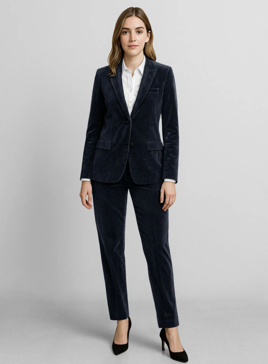 Women's Blue Velvet Suit