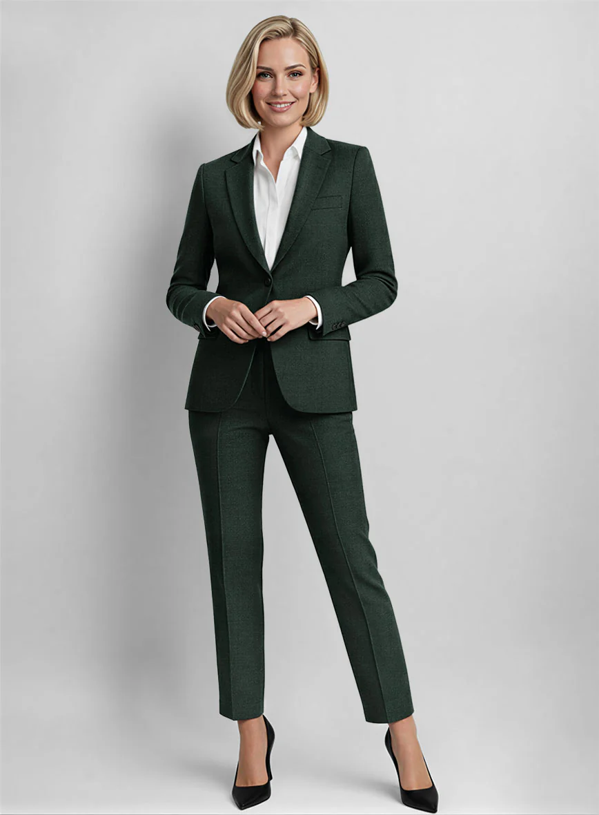Women's Dark Bottle Green Linen Suit
