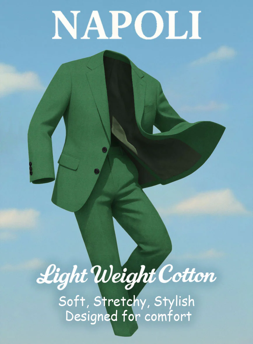 Green Napoli Stretch Light Weight Cotton Suit - Image 7