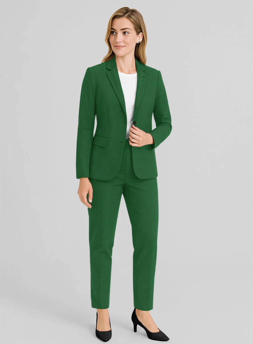Women's Green Napoli Stretch Light Weight Cotton Suit