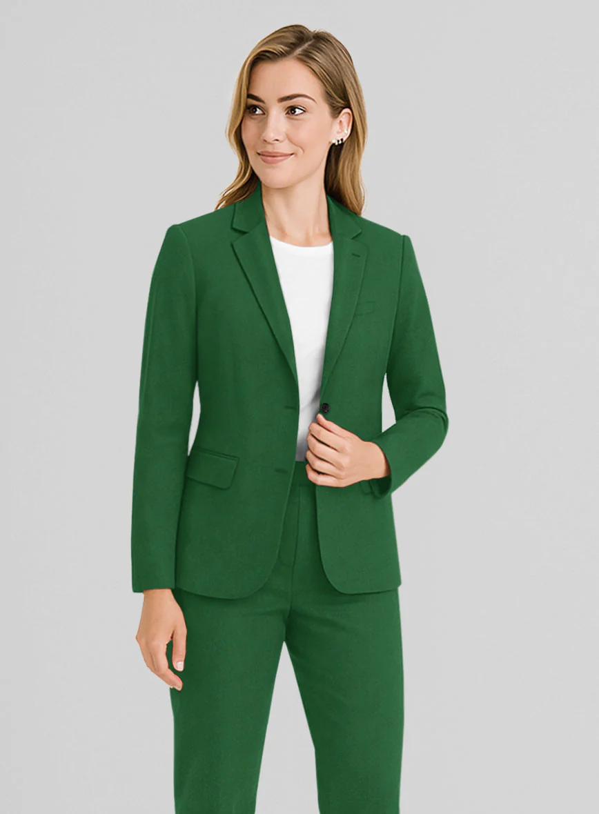 Women's Green Napoli Stretch Light Weight Cotton Suit - Image 2