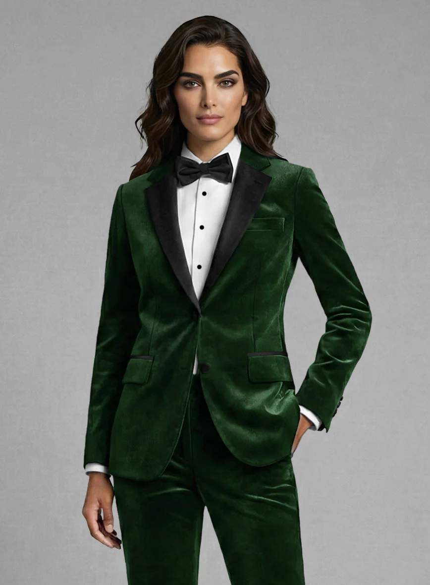 Women's Green Velvet Tuxedo Jacket