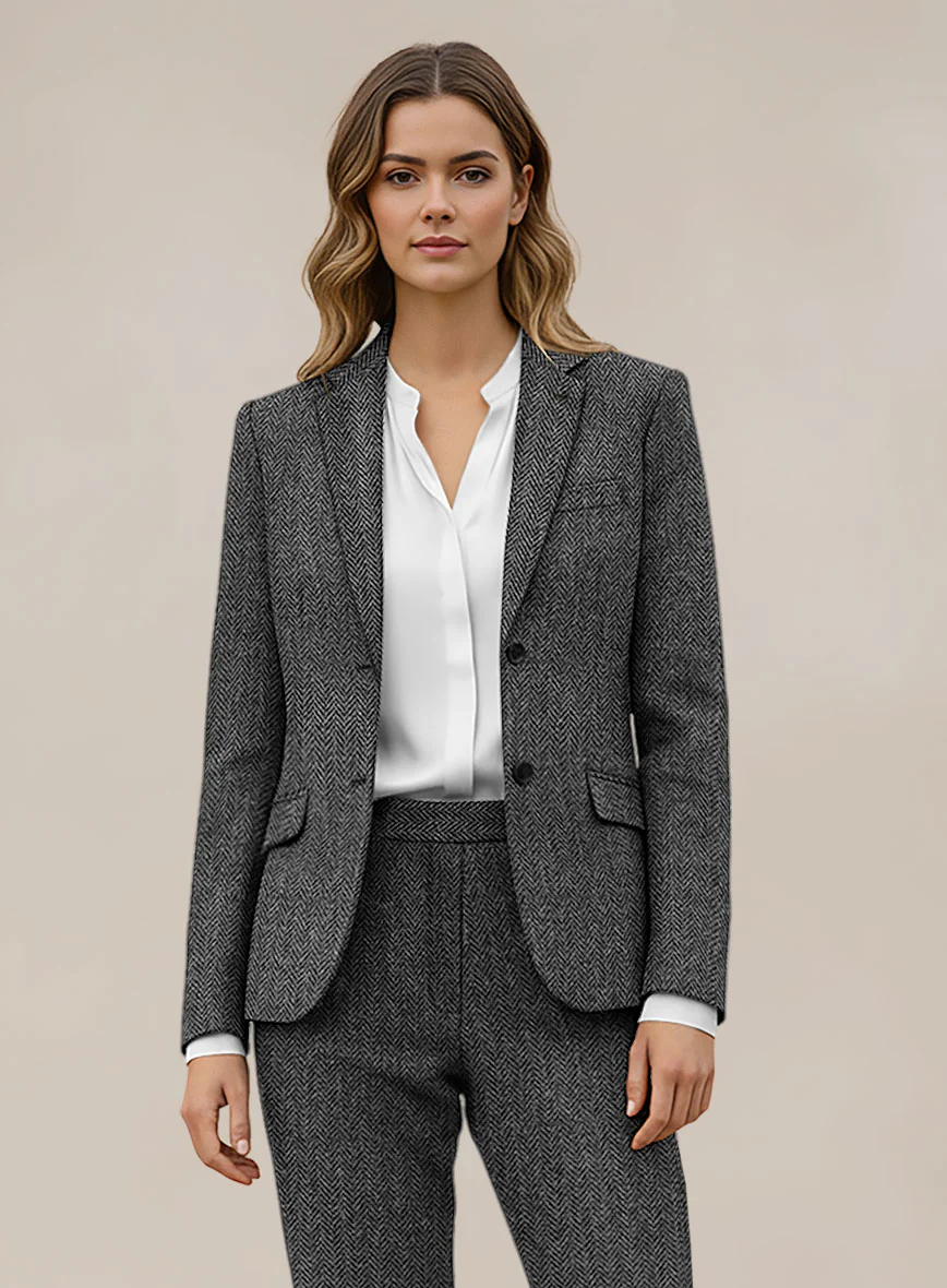 Women's Harris Tweed Dark Gray Herringbone Jacket