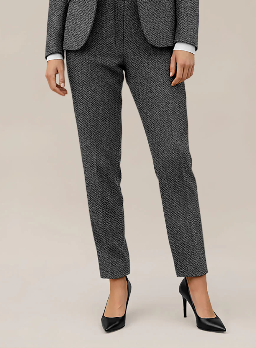 Women's Harris Tweed Dark Gray Herringbone Pants