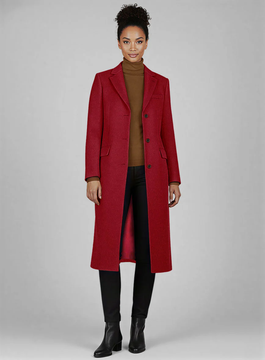 Women's Naples Red Tweed Overcoat