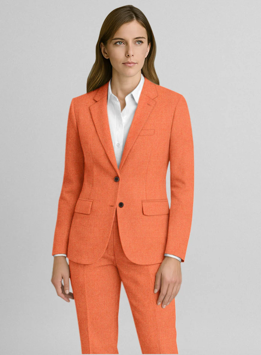 Women's Naples Spring Orange Tweed Jacket