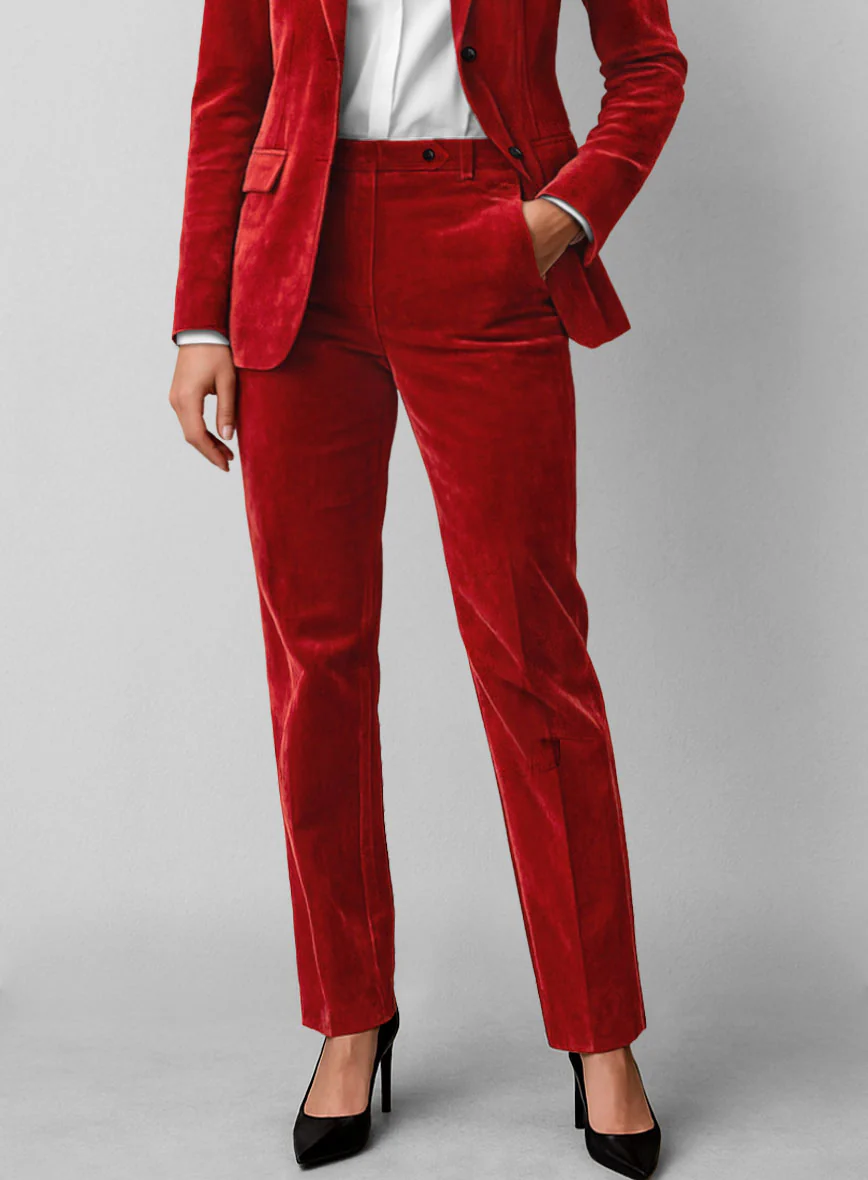 Women's Red Velvet Pants
