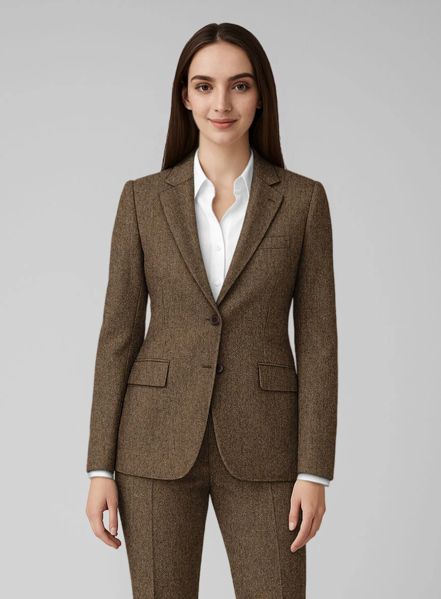 Women's Rust Herringbone Tweed Jacket