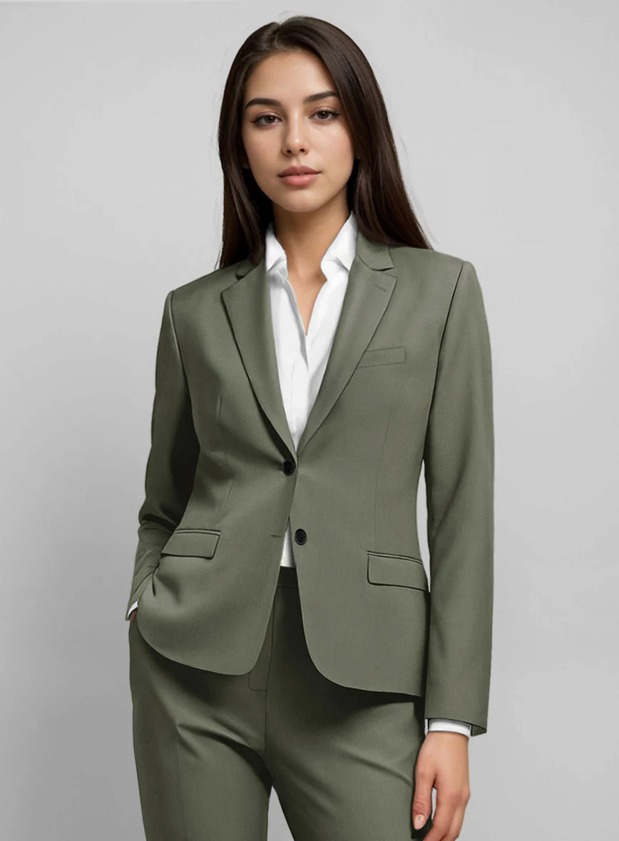 Women's Stretch Summer Weight Olive Green Chino Jacket