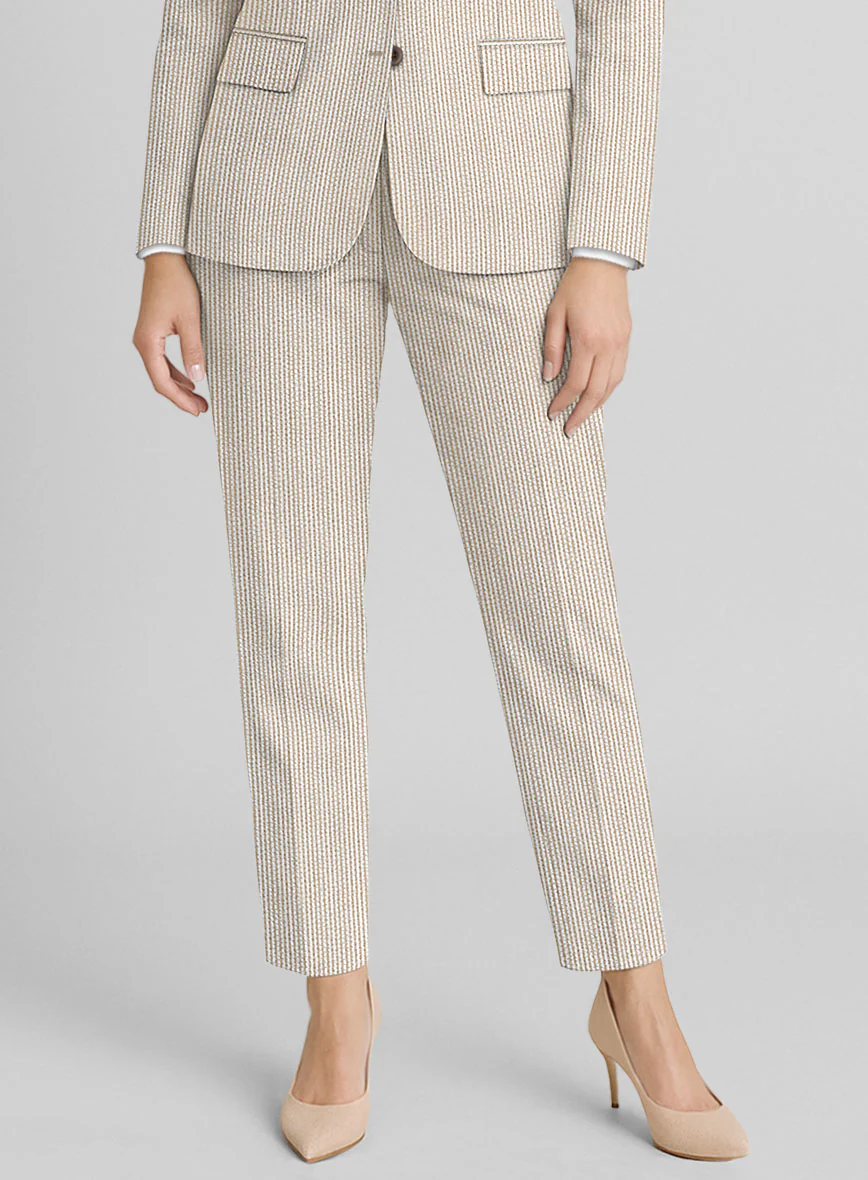 Women's Tan Seersucker Pants