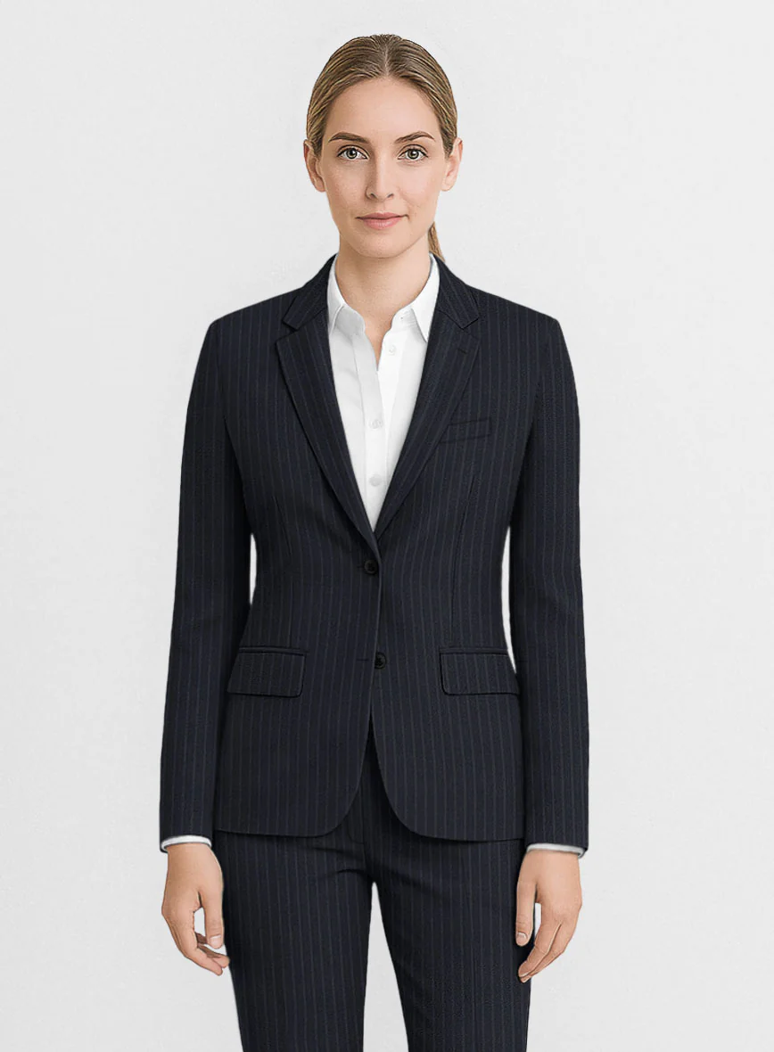 Women's Windsor Blue Stripe Wool Jacket