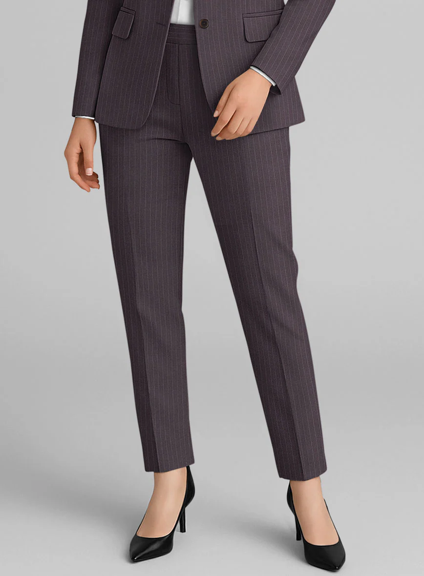 Women's Wine Pinstripe Pants