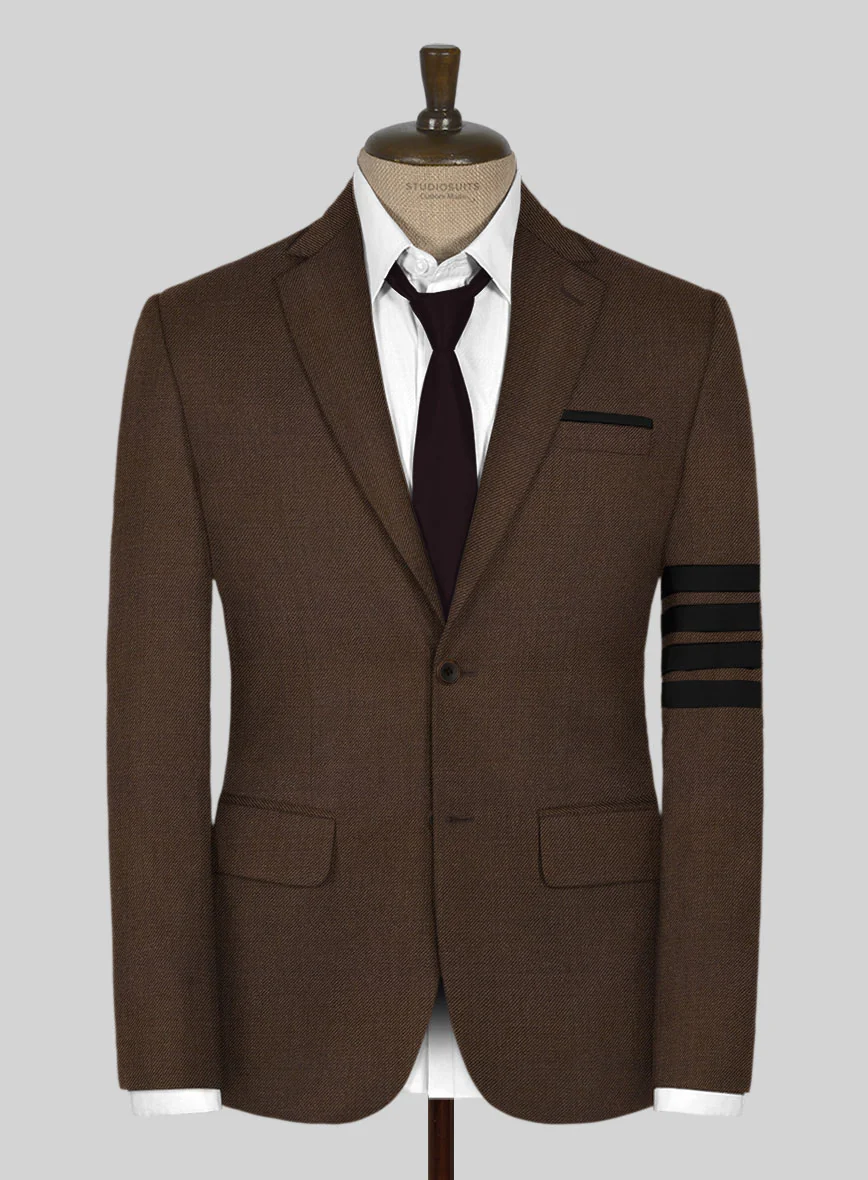 Worsted Brown Wool Black Bar Jacket