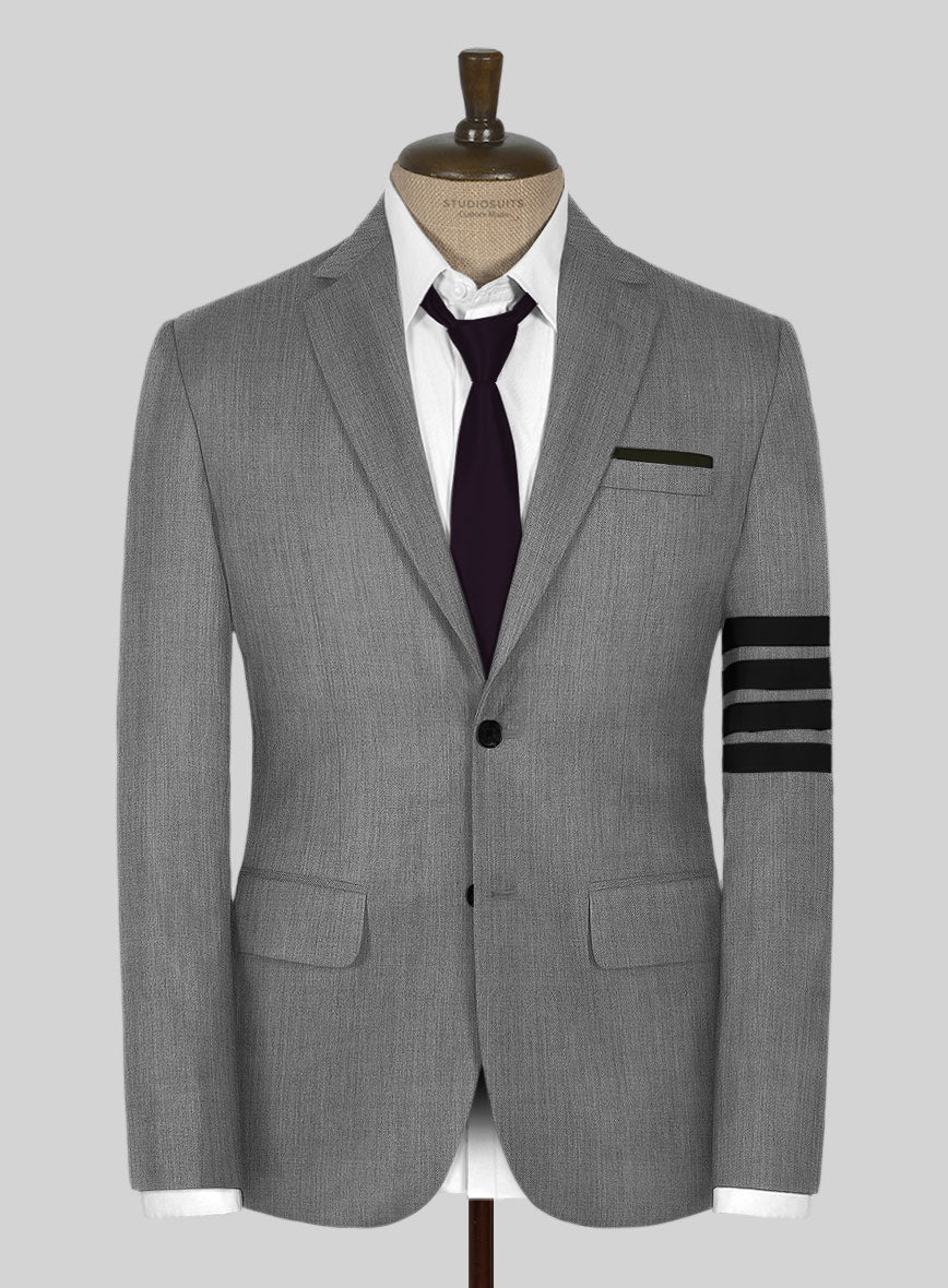Worsted Light Gray Wool Black Bar Jacket