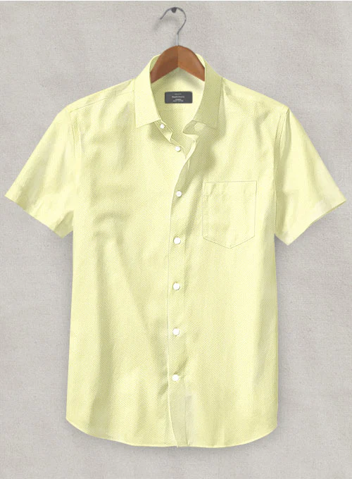 Yellow Herringbone Cotton Shirt